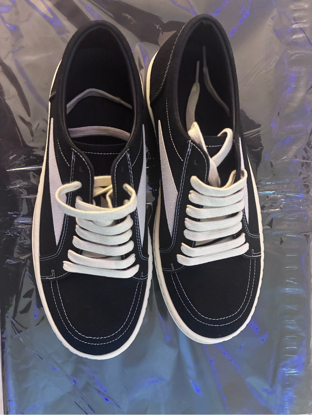 Rick Owens Black and White Low-Top Skate-Inspired Sneakers